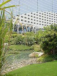 Jumeirah Beach hotel - hotel achterkant; tuinen
