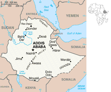 Kaart van Ethiopië