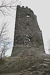 Königswinter - boven op de 'Drachenfels' (of Drakenrots) ; overblijfselen van kasteel Drachenfels