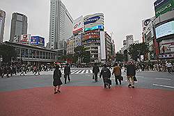Shibuja - oversteekplaats: de voetgangers lopen verder