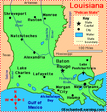 Kaart van Louisiana