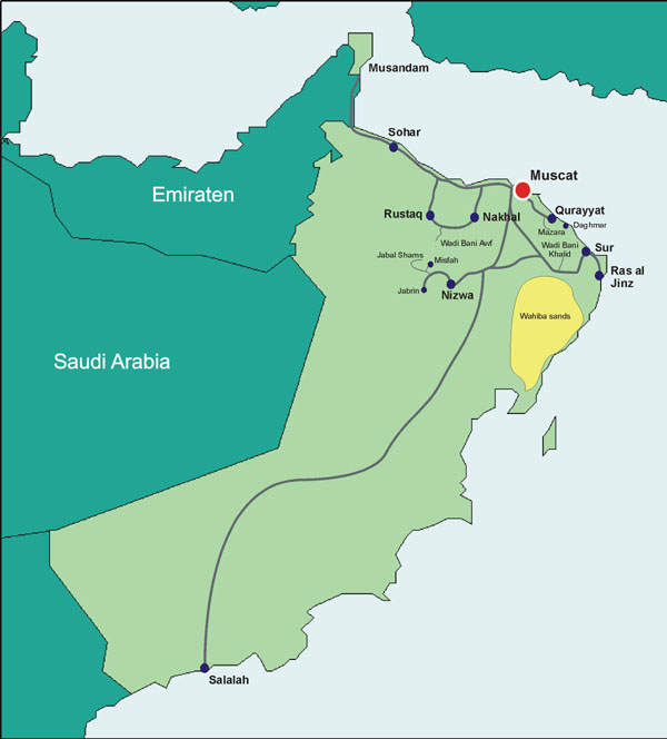 kaart van Oman
