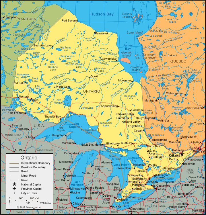 Kaart van Canada - klik voor grotere kaart