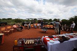 Madikwe - safari; ontbijt in de vrije natuur