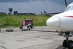 Het vliegveld van Gondar - tussenlanding