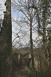 Königswinter - boven op de 'Drachenfels' (of Drakenrots) ; overblijfselen van kasteel Drachenfels