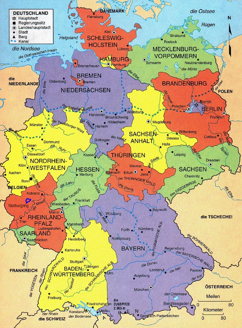 Название какой немецкой провинции. Карта Германии с федеральными землями и их столицами. Карта Германии с землями и городами. Карта Германии 16 земель. Карта Германии на немецком языке с федеральными землями.