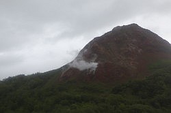 Lake Toya - de kabelbaan van Mount Usu; uitzicht op de Showa Shinzan