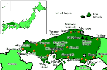 Kaart van Chugoku