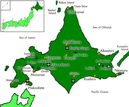 Kaart van Hokkaido