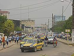 Douala- straat in business district