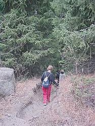 Bergtocht in de herfst - steile afdaling