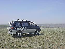 Almaty - de steppe met het 4-wheel drive busje