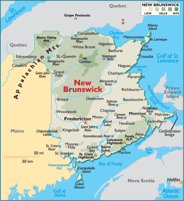Kaart New Brunswick