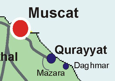 Kaart van Qurayyat en omgeving