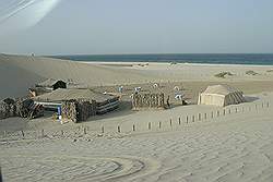 Rit door de woestijn - ook kamperen in de woestijn is mogelijk met het reisbureau 'Gulf adventures'
