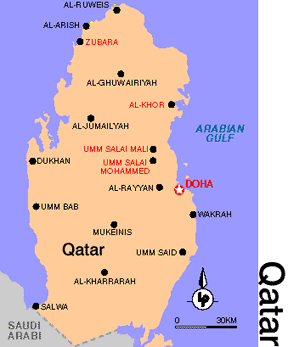 Kaart van Qatar