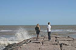 Galveston - het strand met een strekdam