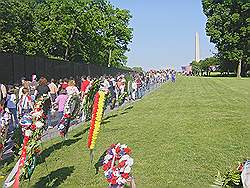 Het Vietnam veterans memorial - erg druk in het weekend voor memorial day