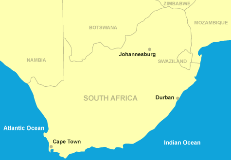 Kaart van Zuid Afrika